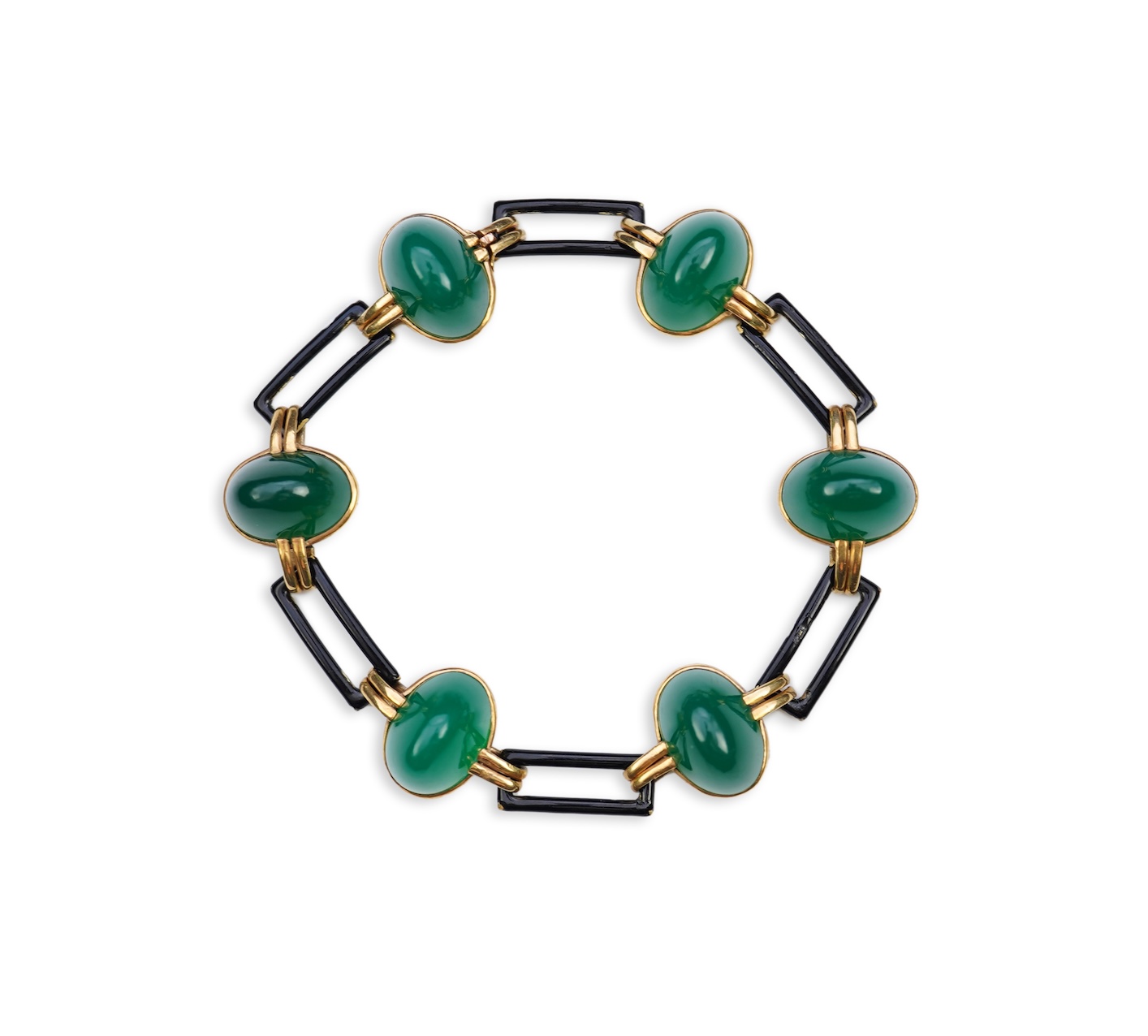 Georges Lenfant, a chalcedony and lacquer bracelet, mid 20th century